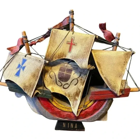 Vintage Ocean Core  Replica Wood Model Nina Pirate ship Beach Home Office Decor - Picture 1 of 5